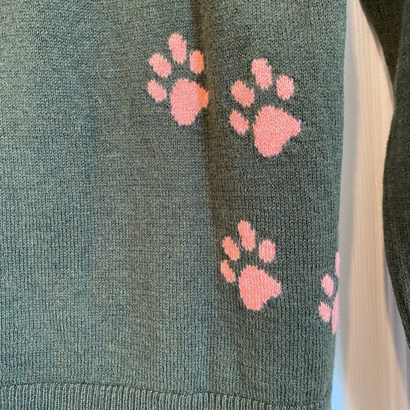 NWT Alashan Frenchie Cotton Cashmere Blend Sweater Deep Olive Green Light Pink - Picture 4 of 6